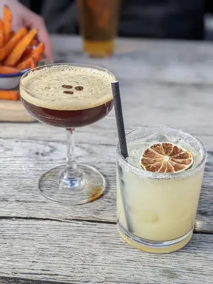 Espresso martini and caipirinha cocktails